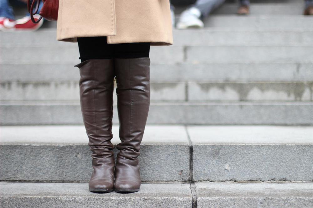 Michael Kors Bromley boots on the Met Steps
