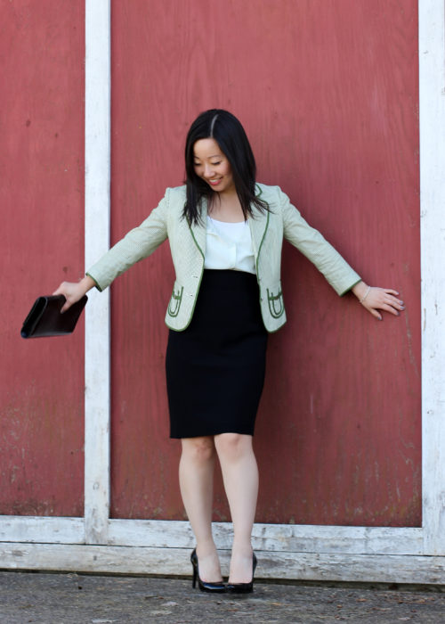 Business Wear: Beautiful Green Pinstriped Blazer