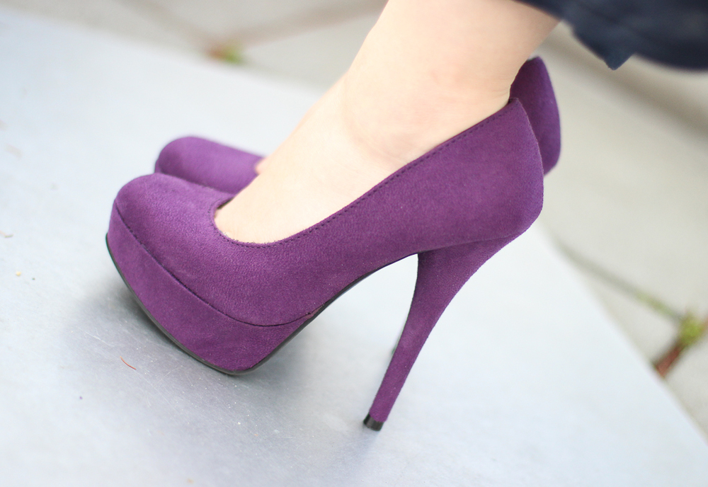 Purple suede pumps