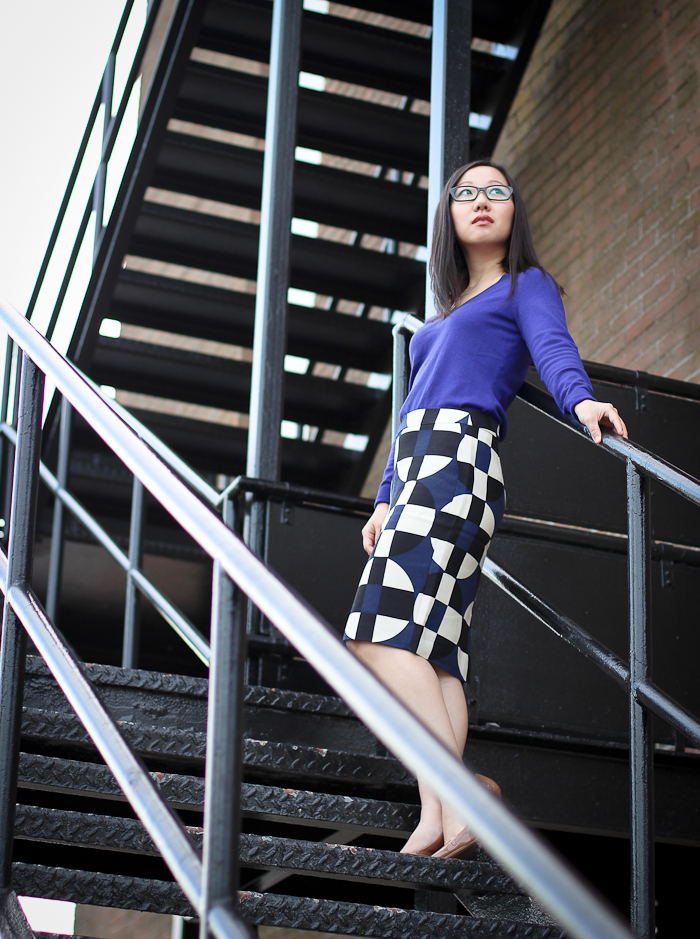 J.Crew graphic print pencil skirt