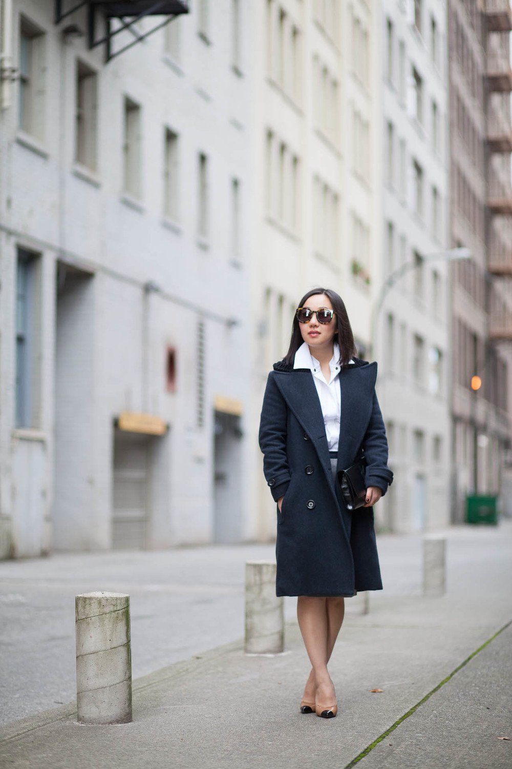 Emerson Fry peacoat and cufflink shirt // Vancouver fashion blogger Stuff I Love