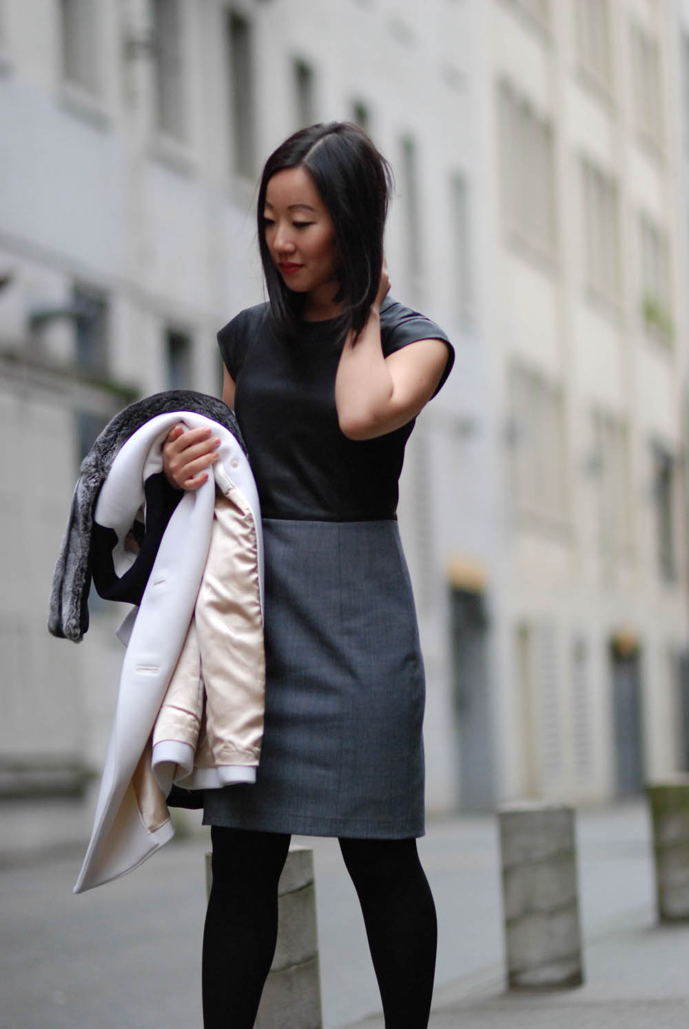 Office wear - Theory Orinthia C Dress with Leather and wool 