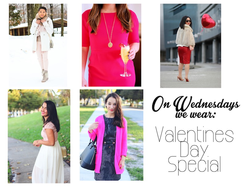 Fashion bloggers wearing Valentine's Day red and pink looks 