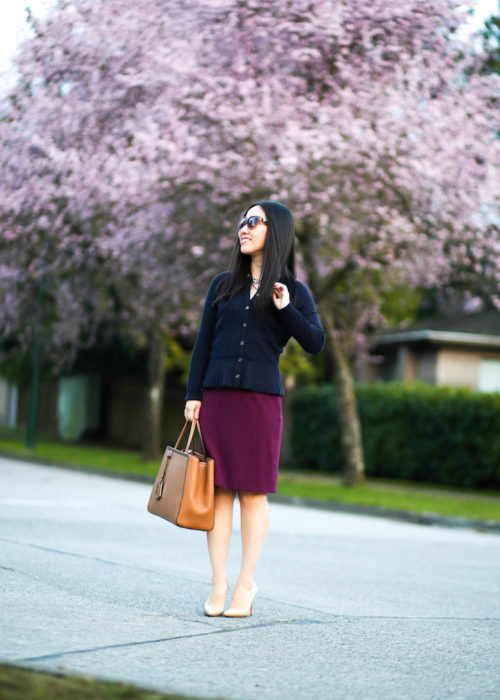 Corporate Monday :: Peplum cardigan & Pencil Skirt