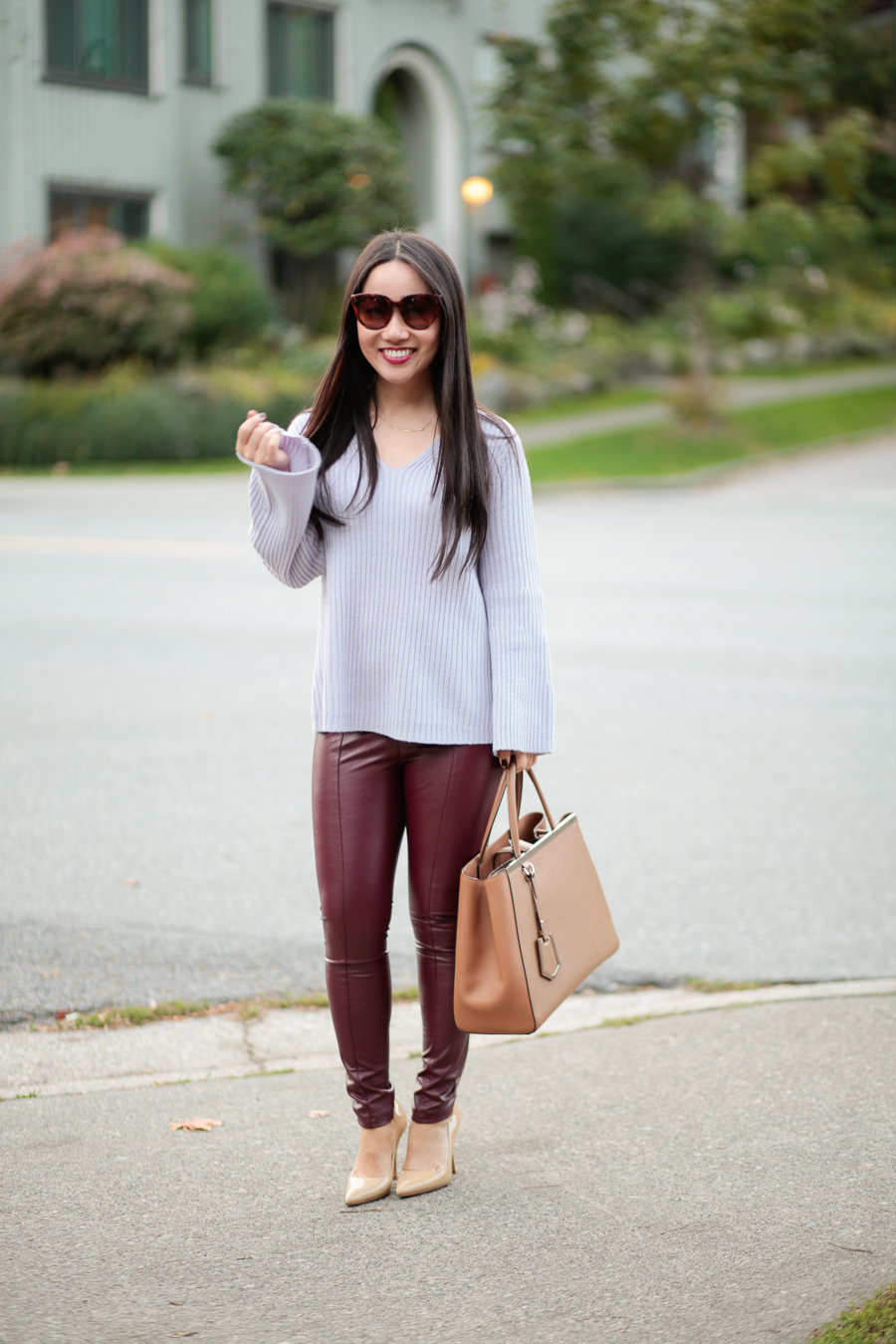 Vancouver style blogger fall burgundy outfit