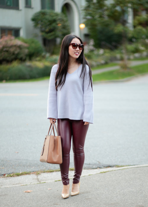 Fall Style :: Faux Leather Leggings + Bell Sleeve Sweater