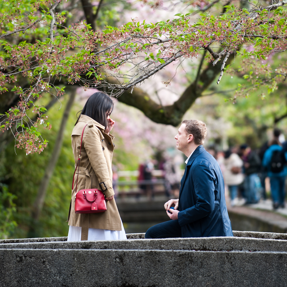 Phiosopher's Walk Kyoto Japan cherry blossom proposal